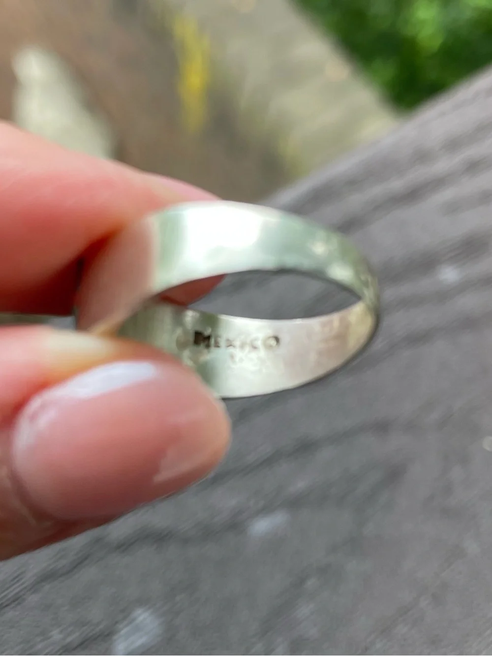 Turquoise Inlay Signet Ring in Sterling with Mexico and Maker Hallmarks, 6.5 - Picture 9 of 15